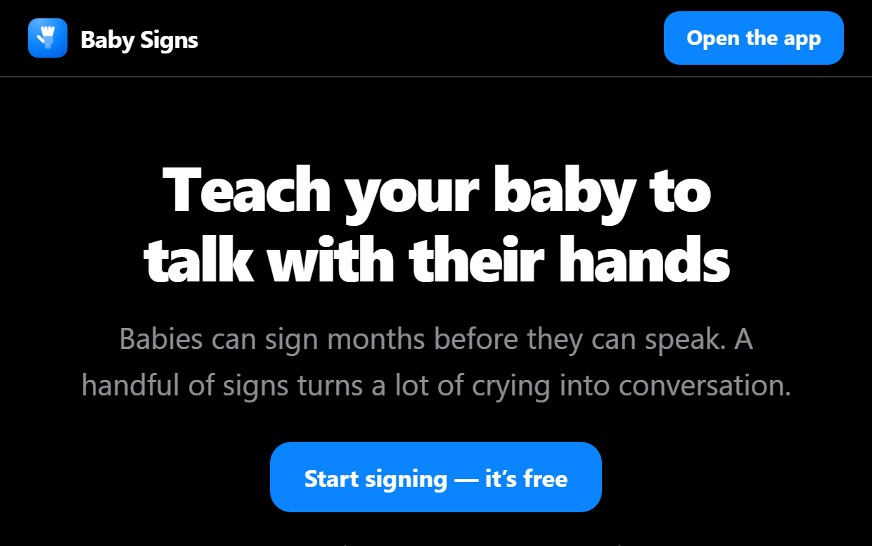 Baby Signs — baby sign language teacher with animated ASL illustrations screenshot